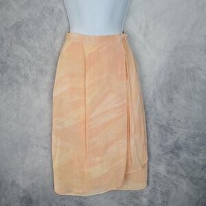 Giorgio Armani Skirt Womens 42 Orange Paisley Wrap High Waist Lined Chiffon